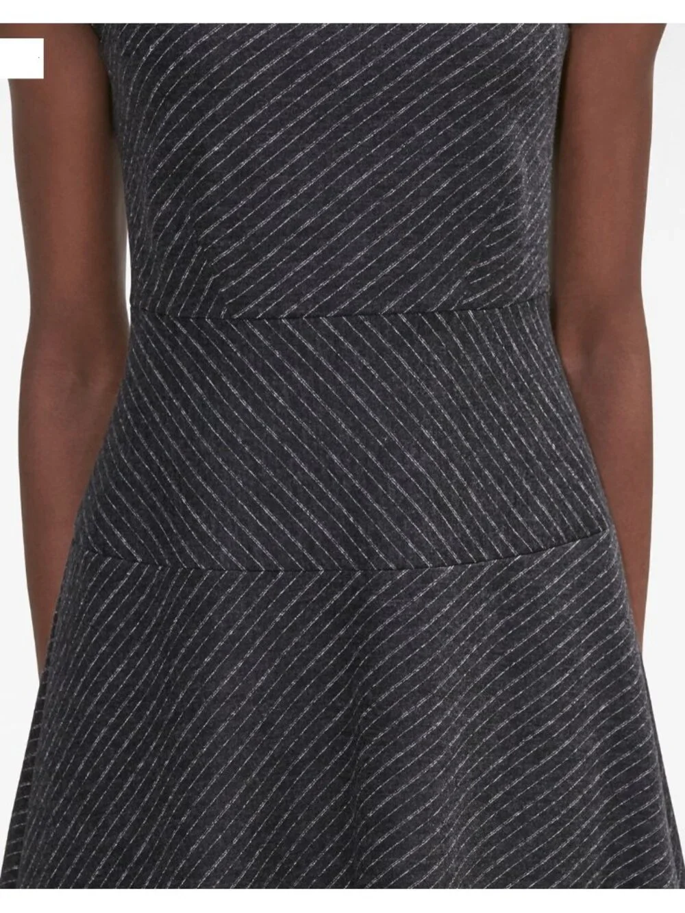 New! M.M.LaFleur The Cindy Dress in Charcoal Grey Etch Pinstripe Women's Size 12